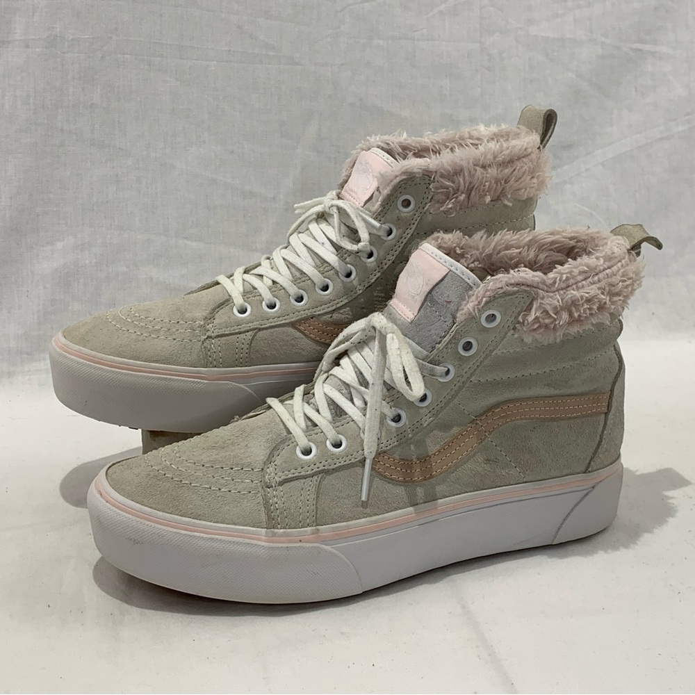 VANS SK8 HI Platform Shoes MTE True White Pink Fur Women 10 Mens 8.5